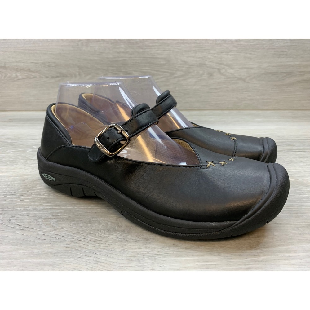 Keen Presidio Mary Jane Black Leather Buckle Strap Comfort Flats Shoes Women's 9